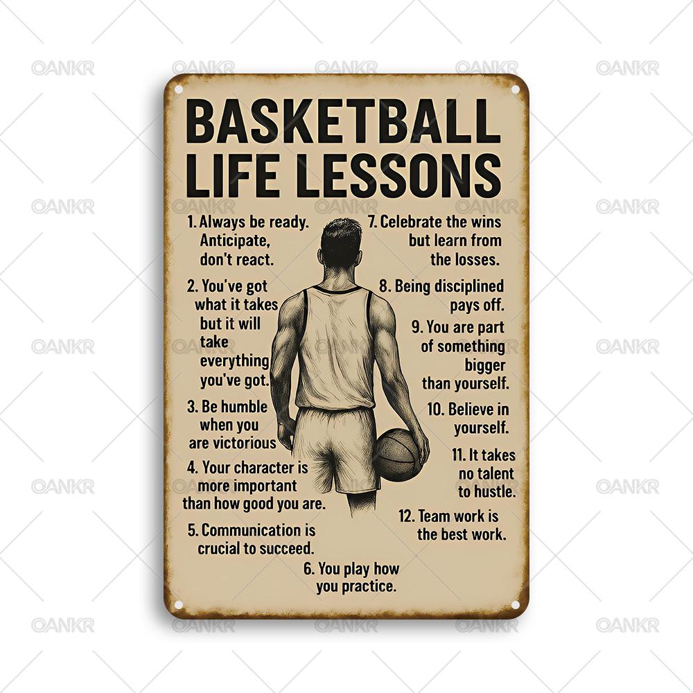 Vintage Golf Art Poster Tin Sign Retro Basketball Life Lessons Metal Signs for Gym Club Man Cave Wall Decor Plaques