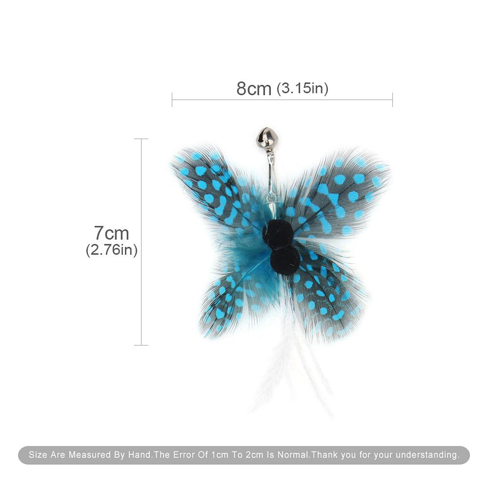 5pcs Artificial Butterfly Replacement Head Feather Cat Teaser Stick Funny Simulated Insect Pet Cat Toy
