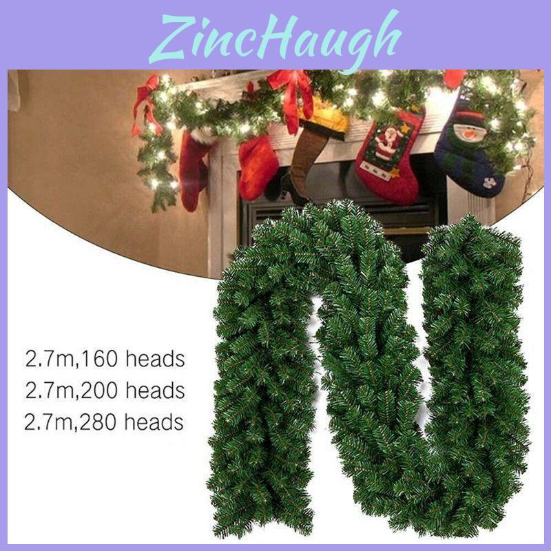 Premium Quality Green Spruce Christmas Garland Wreath For Wall And Home Decor 2.7m