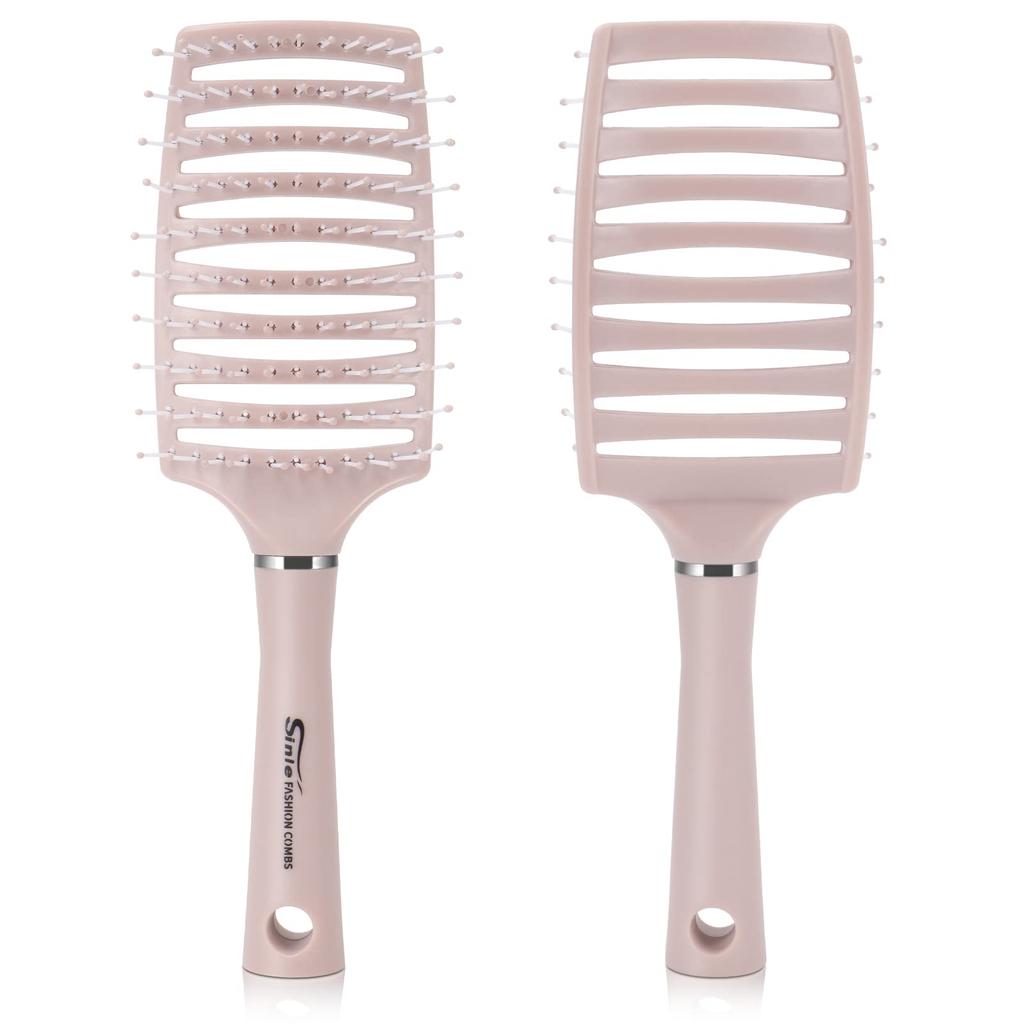 BEWAVE Hair Brush for Blow Breathable Curved Detangling Brush for Men and and Straight Pink Drying, Women, Wet, Dry, Curly, Thick, Hair,