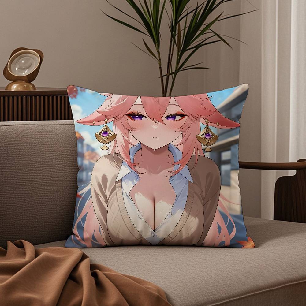 Genshin Impact kawayii Yae Miko Pillow Case good printing pillowcase living room sofa cushion cover bedroom room decor