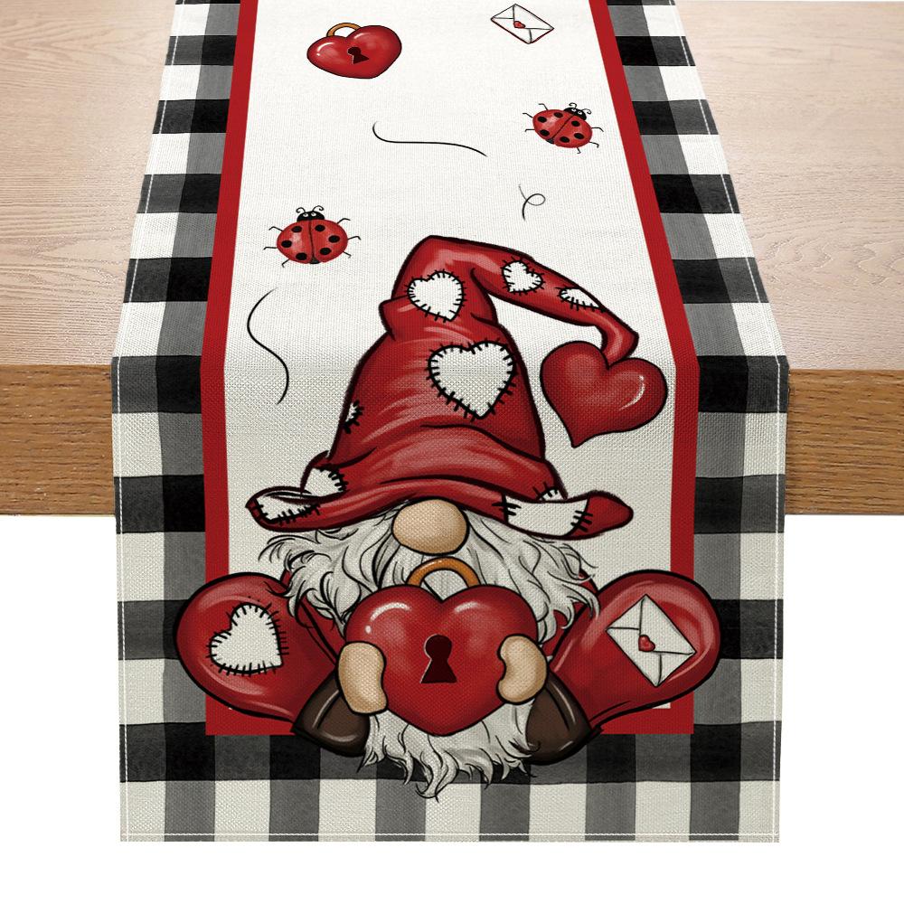 Table Flag Valentine's Day Love Home Decoration Table Cloth Tablecloth Linen Print