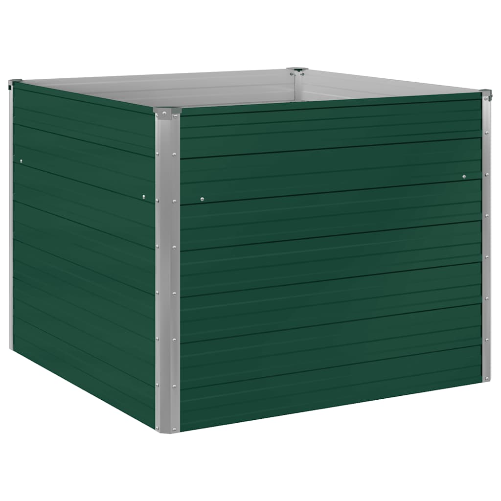 Raised Garden Bed 100 X 100 X 77 Cm Galvanized Steel Green