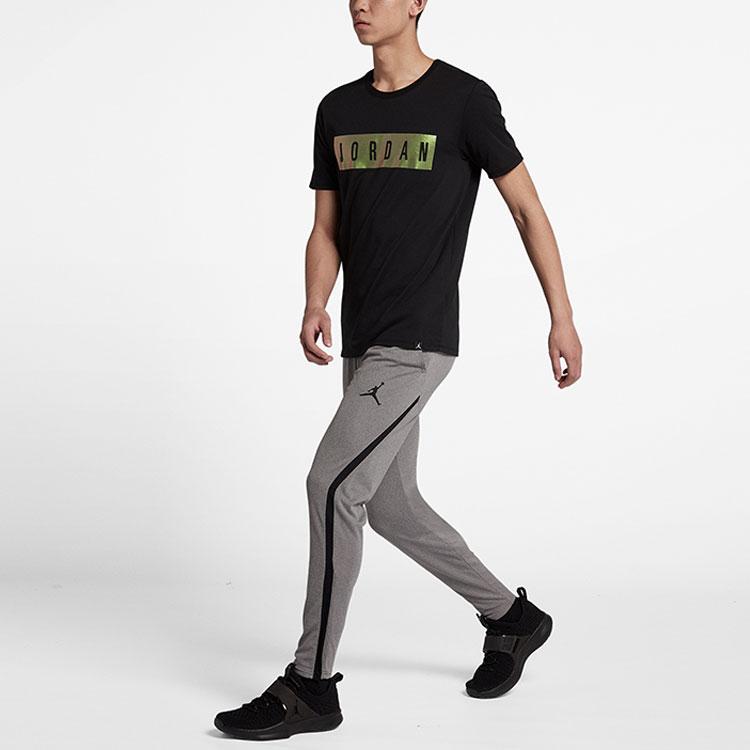 Jordan Alphabet Logo Print Crew Neck Short Sleeve T-Shirt Men Tops Black 916147-010