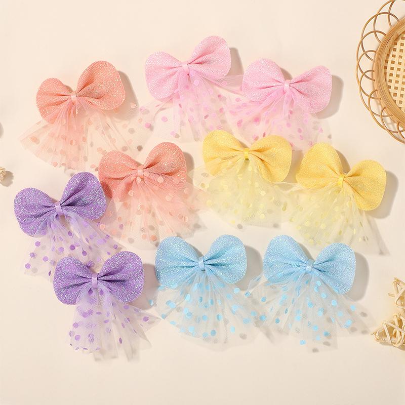 

10Pcs 2026 New Fashionable Mesh Children s Bow Hair Clip Double Layered Hair Accessory with Bangs Headband Sweet Hair Clip