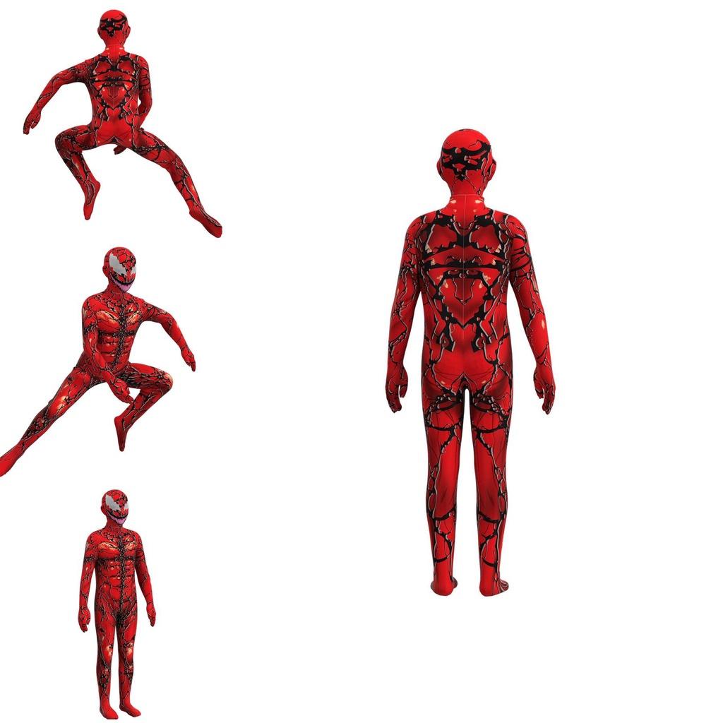 Stunning Kids Venom Carnage Jumpsuit Red Fullbody Costume Suit For Halloween Cos Performance