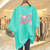 2025 Summer New Heavy Cotton Medium and Long Short-sleeved T-shirt Women's Printing Loose Large Size Bottoming Top Women's Tide