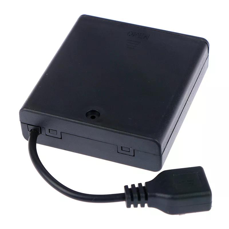4 X AA USB Battery Box for 5V LED Strip Lights USB Mini Power Supply