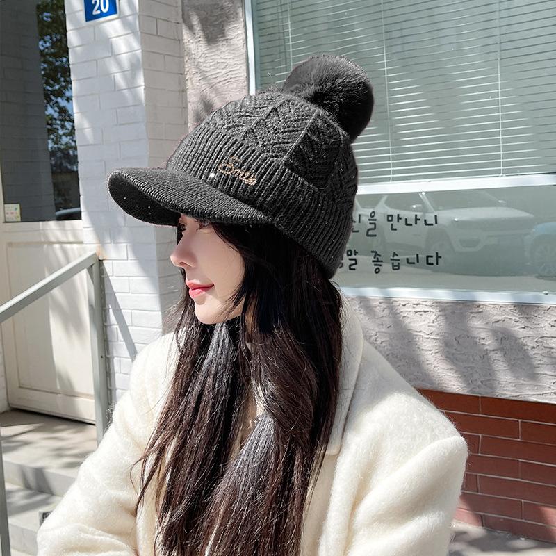 Women's Knitted Hat Warm Ear Protection Autumn and Winter Solid Color New Knitted Hat