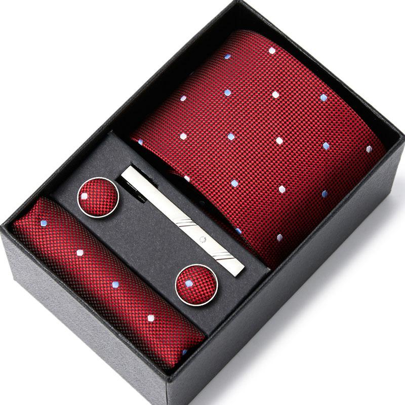 Tie Men'S Business Professional Dress Suit Blue Striped Gift Box Polyester Silk 7.5Cm Business Gift