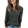 European & American Women's V-Neck T-Shirt with Short/Long Sleeves - Ribbed & Brushed Fashion Top, 2023 Edition