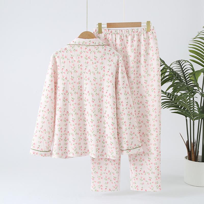 Women's Quilted Lapel Pajamas: Thick, Warm Cotton Loungewear for Autumn & Winter