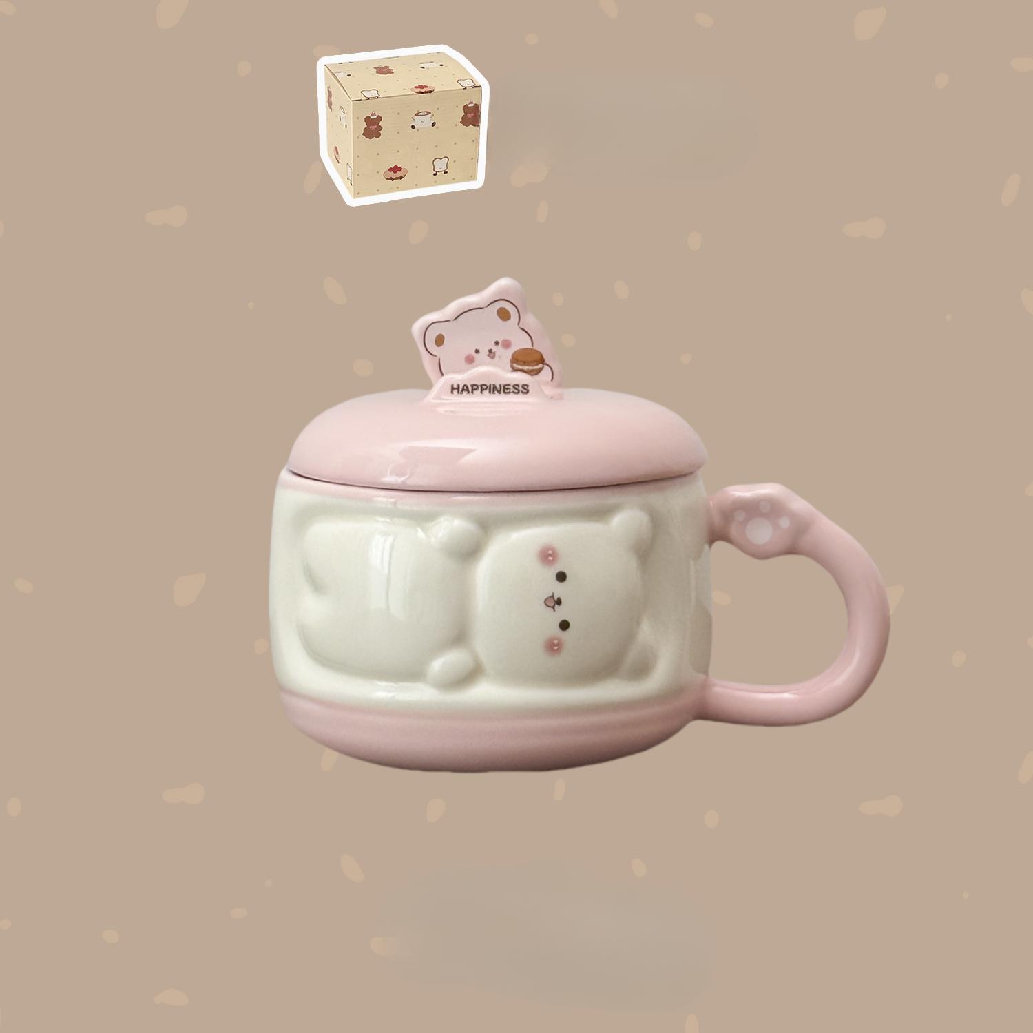 

Милая кружка-мультяшка для девочки, пухленькая, керамическая, с крышкой, подставка для мобильного телефона, чашка, подарок на день рождения, сувенир 370ML