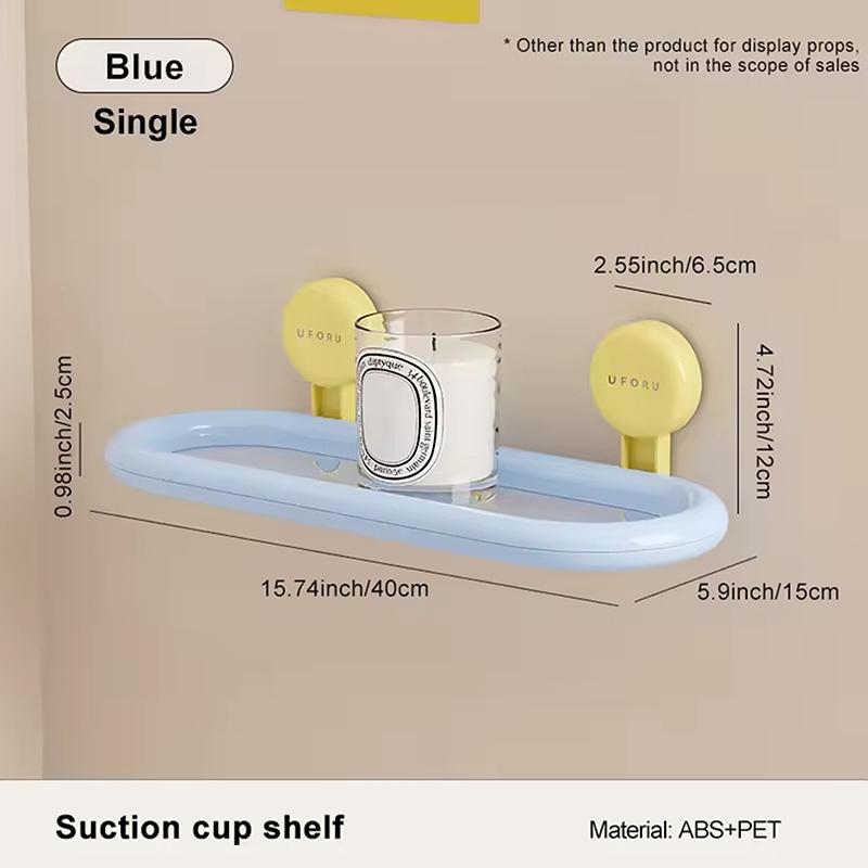 

Suction Cup Oval Shelf Bathroom Perforation-Free Wall-Mounted Shower Gel Hand Sanitizer Dopamine Storage Shelf синий