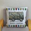 Throw Pillow Case Sofa Home Decor Owl Pillowcase Happy Campers Car Soft Short Plush Cushion Cover Print Pillow Covers 45*45cm