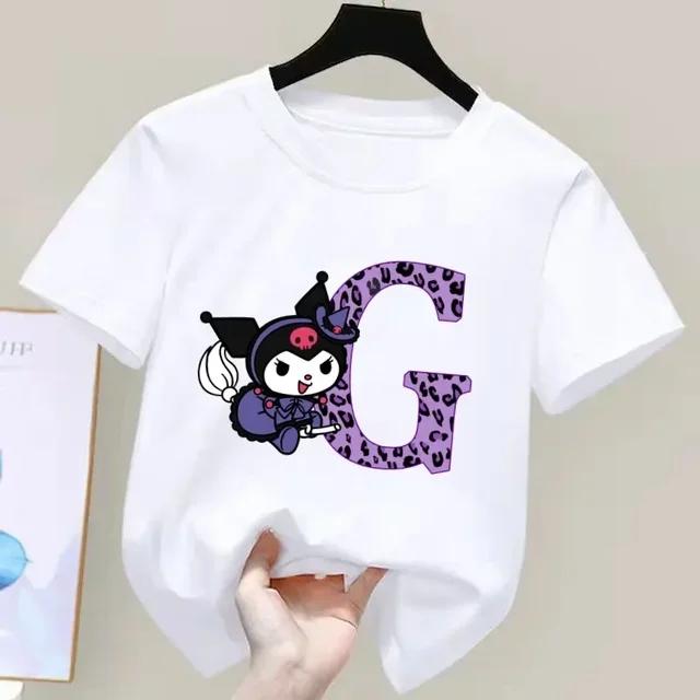 

Kuromi Anime Letter AZ Unisex Womens Shortsleeved New Summer Tshirt Clothes Heart Soft Clothes Kawaii Unisex Clothing S
