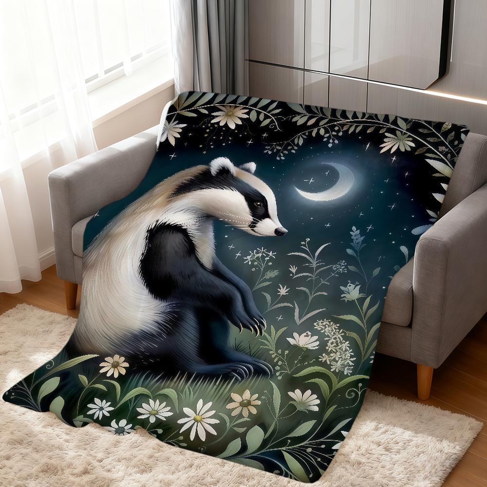 Vintage art animals fox crane flowers soft warm plush blanket dormitory sofa living room pet hogar bedroom gift nap home Flannel