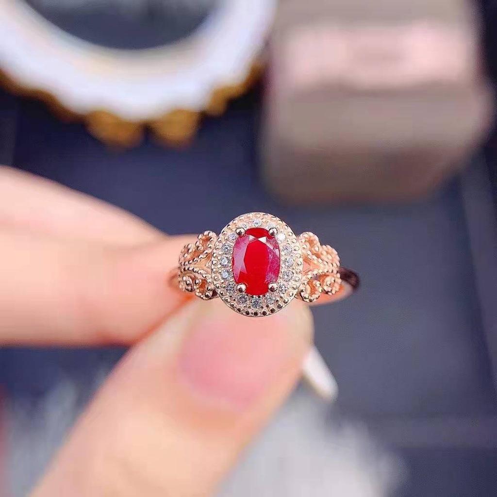 Ruby Women's Fashion Bracelet Zircon Crystal Retro Simple Rose Ring