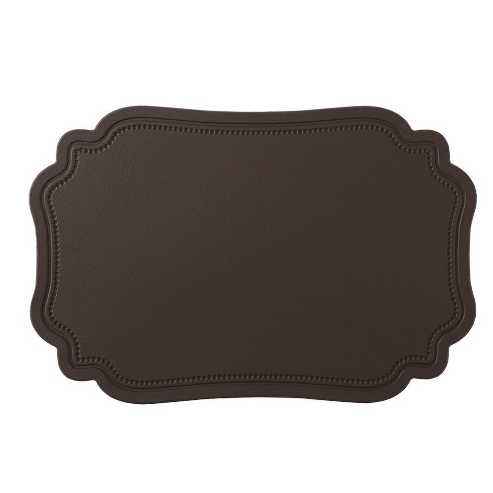 4 Piece Retro Irregular Tableware Pad Waterproof Washable Table Mat PU Leather Scratch Resistant Heat Insulated Mat