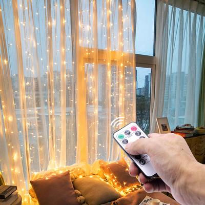 Fenstervorhanglichter Weihnachten 5V USB-Feengirlande LED-Feenlichter mit Fernbedienung für Innenschlafzimmer-Urlaubswanddekoration