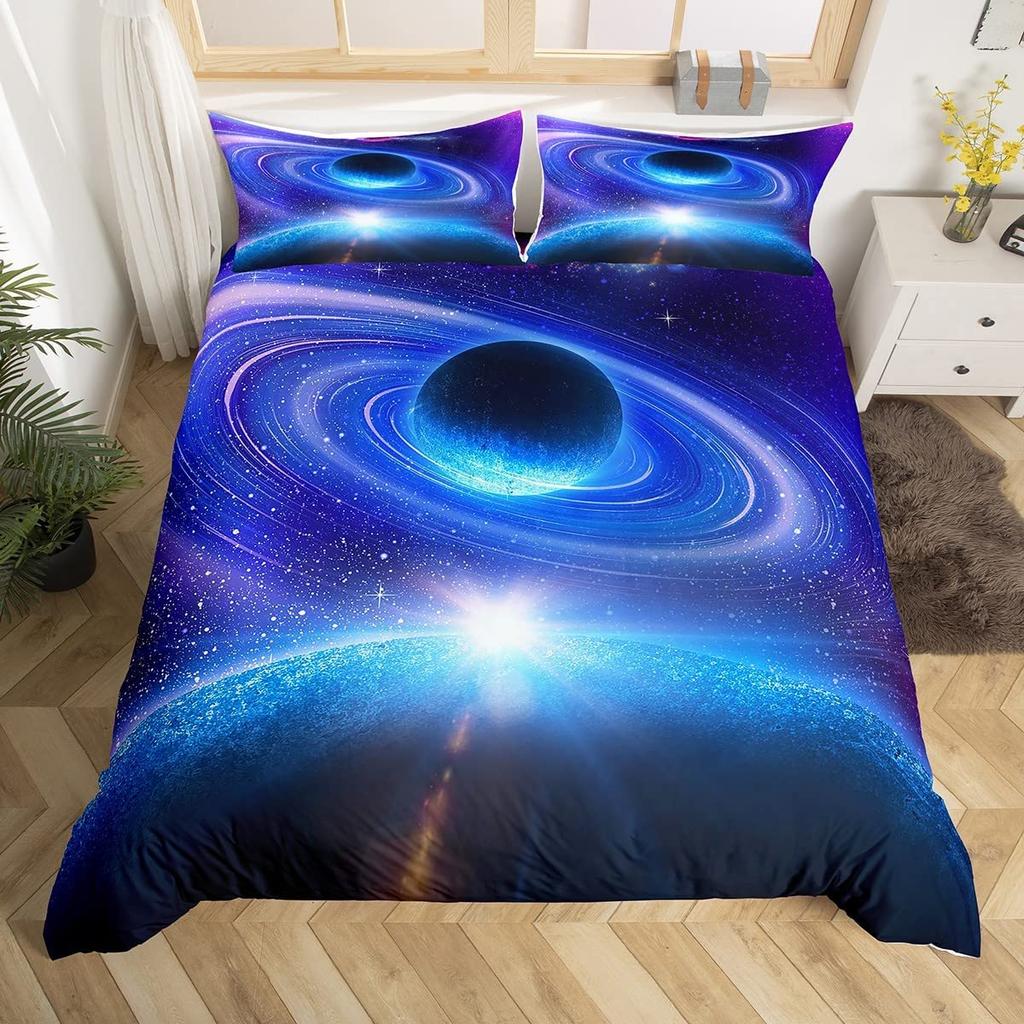 Comforter Starry Sky Love Heart Shape Pattern Polyester King Queen Full Size For Kids Boys Girls Bedding Set