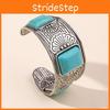 Style Alloy Ethnic Hand Jewelry With Turquoise Open Wide Bracelet For Women