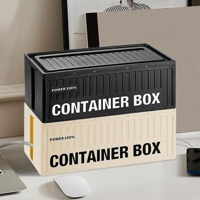 Container Cable Storage Box With Lid For Office, High Capacity Cord Organizer, Space Saving Desktop Socket Cable Management Box