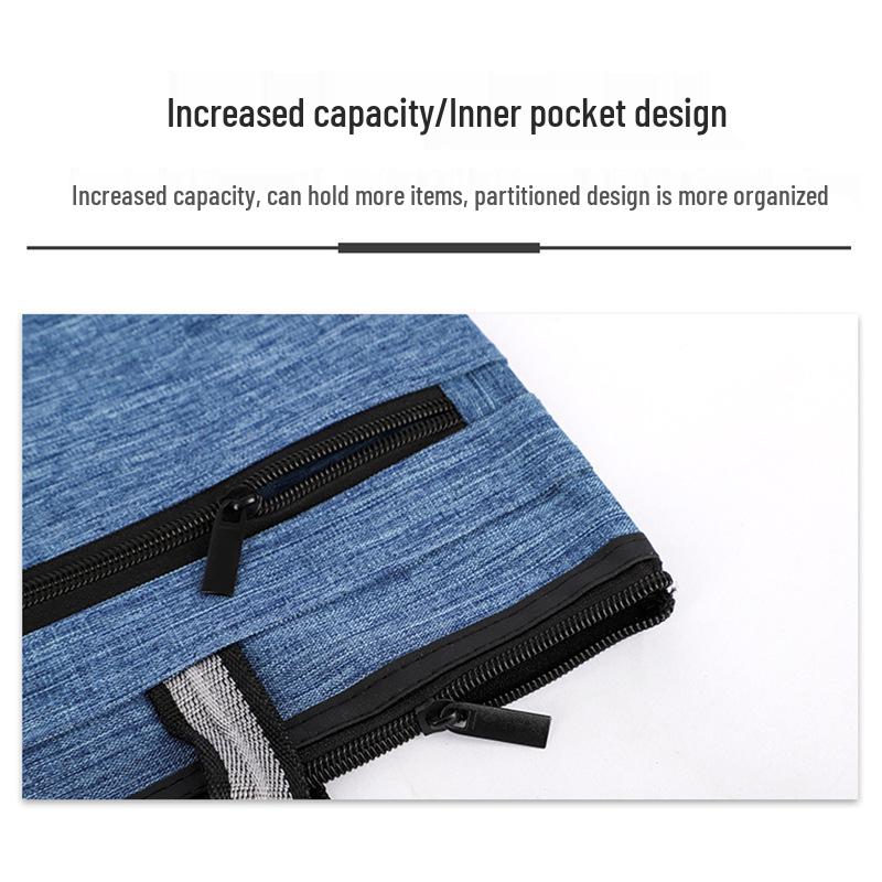 Dual Layer Oxford Business Briefcase: Lightweight, Durable Document Storage Bag with Double Zippers.