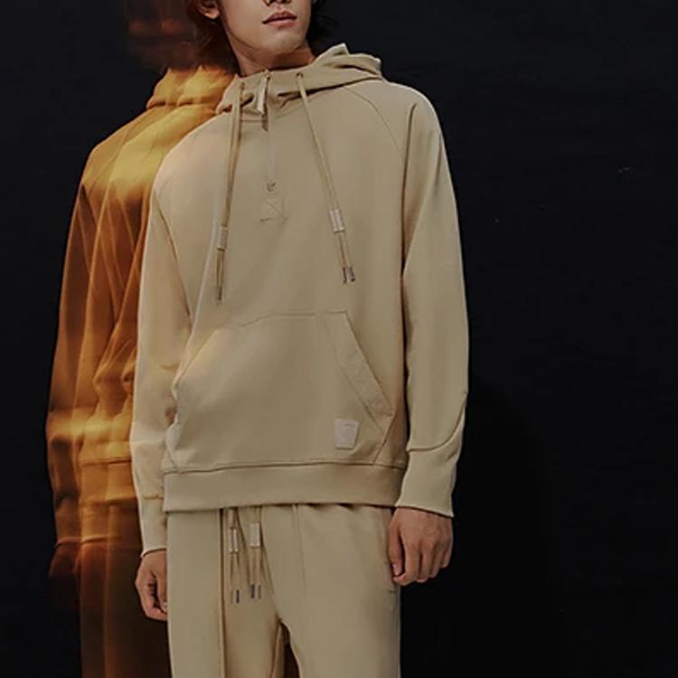 Li Ning Jackie Chan Kung Fu Series Americká Vintage Jednobarevná s Potiskem Loga Volná Mikina Unisex mikiny Hvězdicově Hnědá AWDT195-2