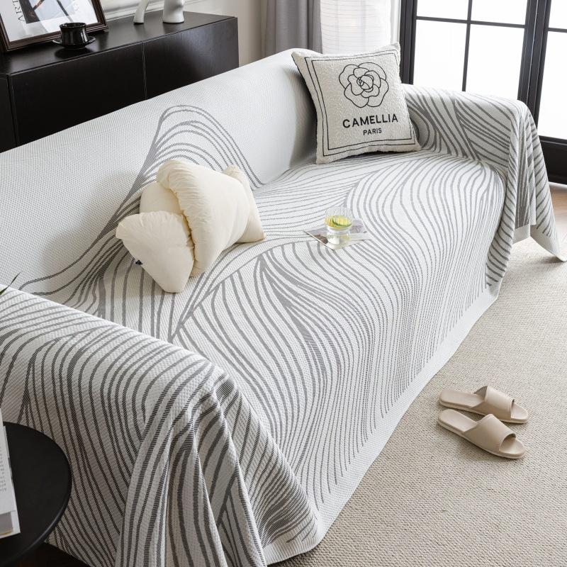 Summer Ice Silk Sofa Cover Cloth Light Luxury High-Grade French Cream Style Summer Cool Feeling Sofa Cushion Cover Full Cover Towel