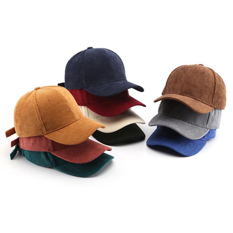 2025 Neue Cord Baseballkappe Damen Herren Baumwolle Einfarbig Sonnenhut Sport Snapback Kappen Herbst Warm Mode Hip Hop Angelhut