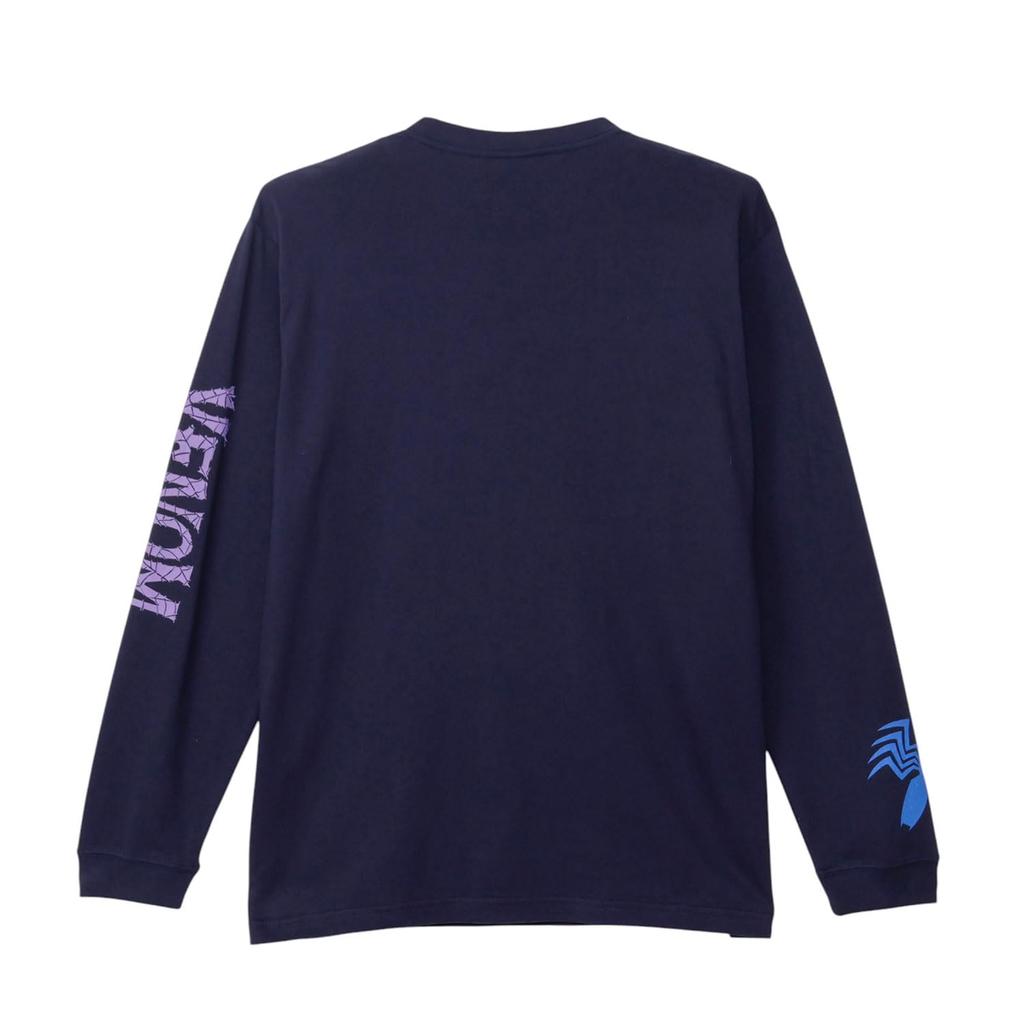 Small Planet Marvel Venom/Up Long Sleeve T-Shirt with Sleeve Print, Size M, Navy