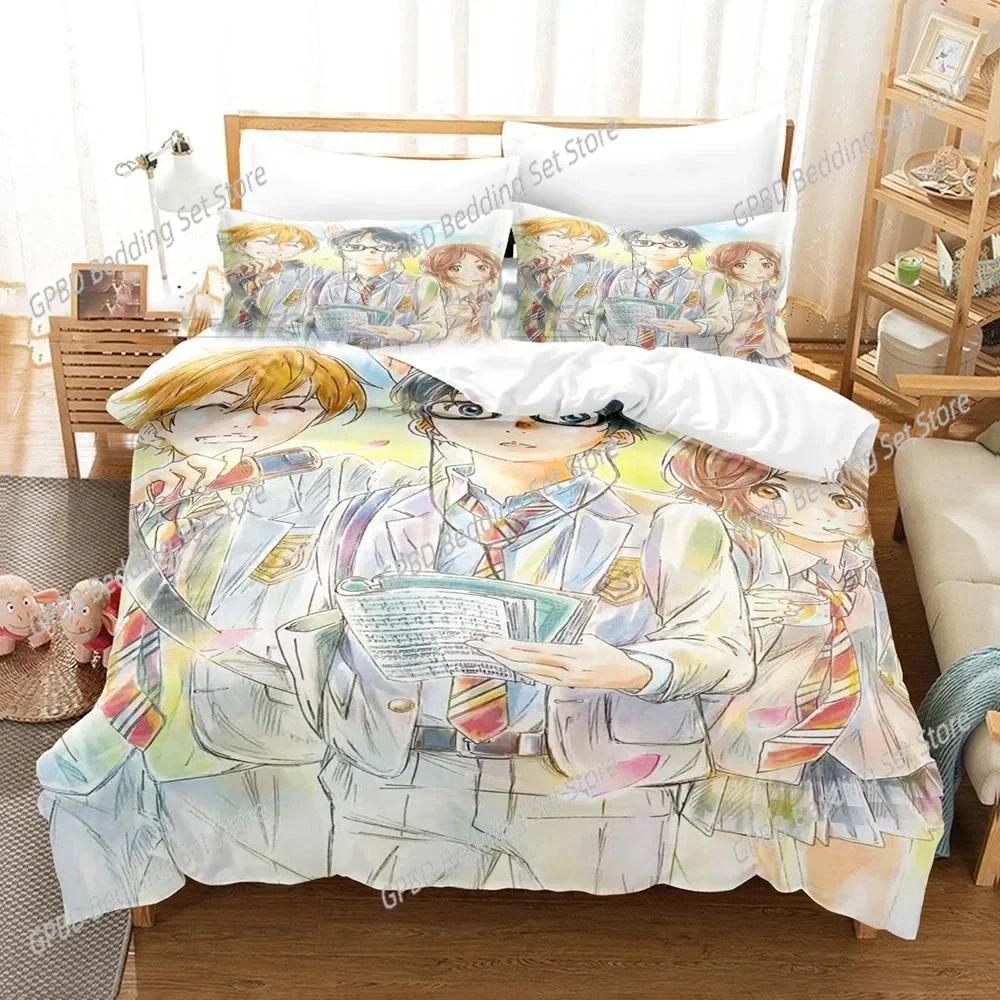 Comforter Anime Your Lie In April Kaori Miyazono Bedding Set 3D Printed Suitable For Bedroom Home Textile