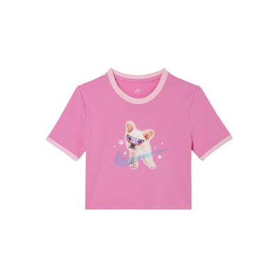 Sportswear Logo Animal Print Short Sleeve T-Shirt Women Tops Playful-Pink HM4621675