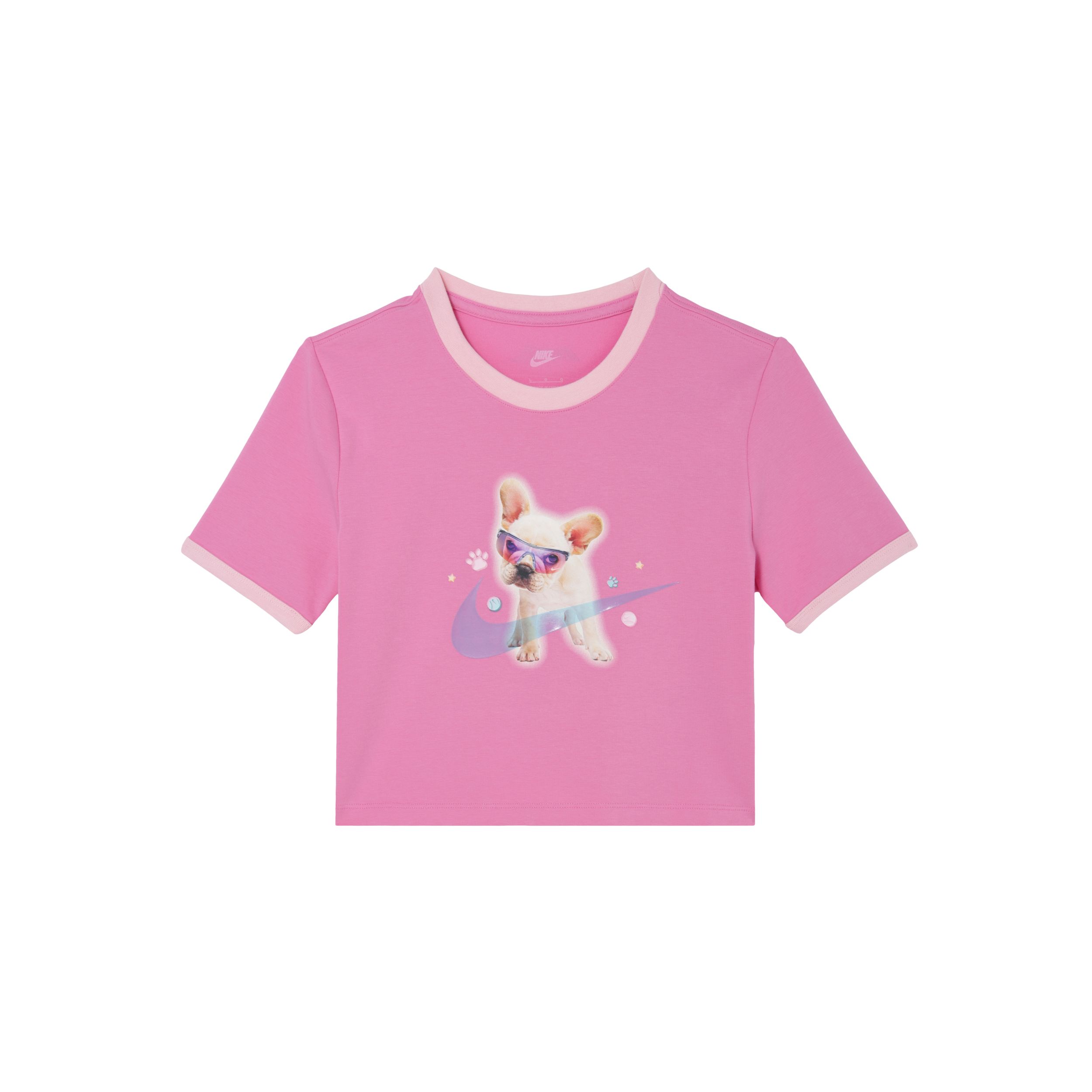 Nike Sportswear Logo Animal Print Short Sleeve T-Shirt Women tops Playful-Pink HM4621675 L