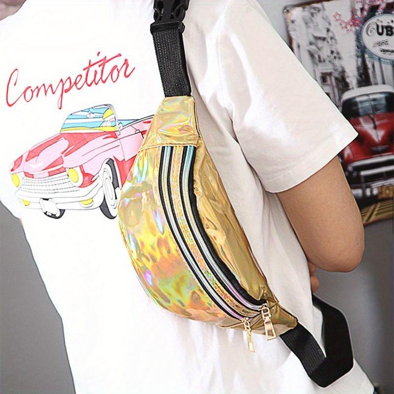 1pc Running Laser Waist Bag Women's Crossbody Chest Bag Reflective Outdoor Beach Bag Trendy Male Personality Cashier Bag Female