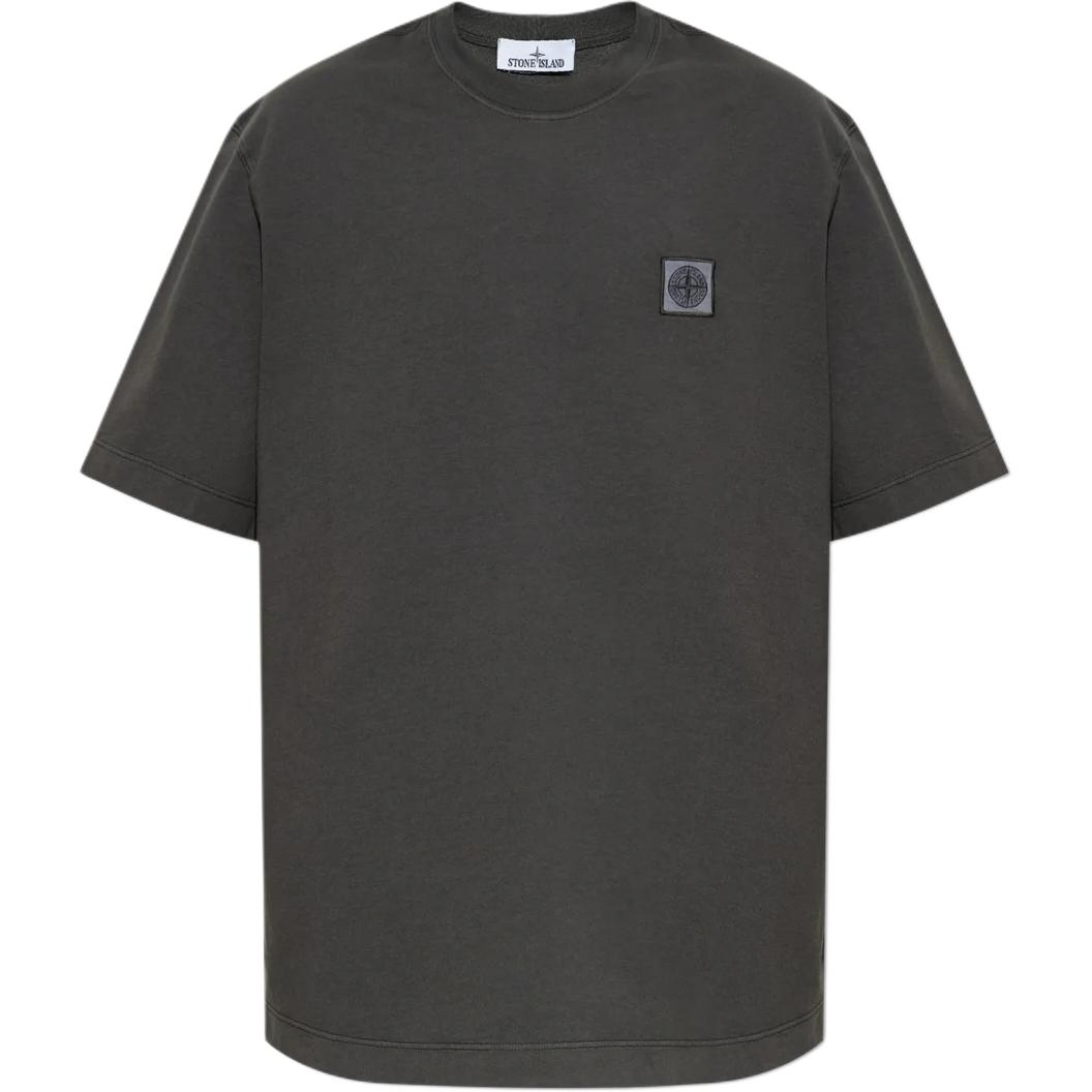 Stone Island Logo Crew Neck Short Sleeve T-Shirt Men Tops Gray Black K2S152100025S0115-V0062 L