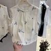 Round Neck Lace Splicing Sleeveless Vest for Women Summer Sweet Embroidered Flowers Casual Versatile Top