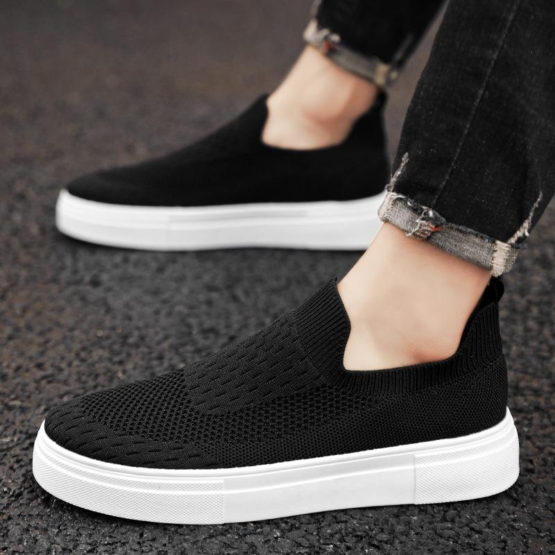 Fashion Men's Summer Platform Canvas Skate Shoes Black Work-Ready Sneakers Breathable Mesh Comfort Thick Sole for Casual Athleisure Wear