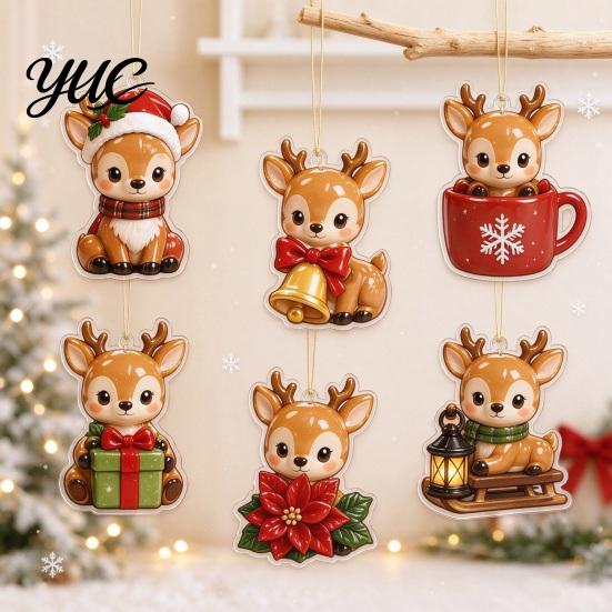 Cute Forest Animal Hanging Ornaments 2D Whitetail Deer Christmas Advent Calendar, 24-Day Countdown Calendar with 24 Unique Theme Tree Decor Ornaments,