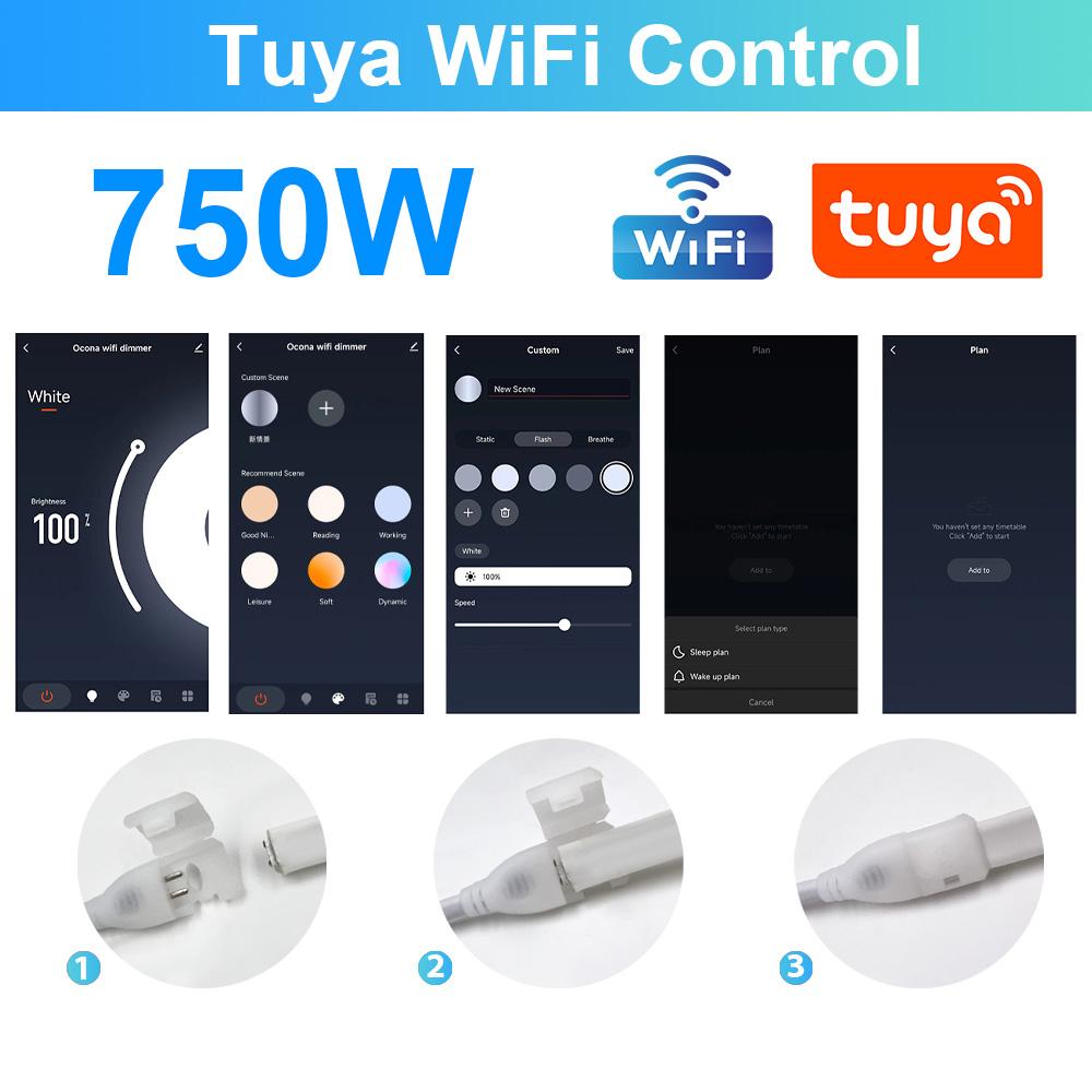 220V Tuya Wifi COB LED Strip Light Bluetooth Wall Touch Dimmable 23key Remote 750W Controller Kit 288Leds/m Waterproof Flex Lamp