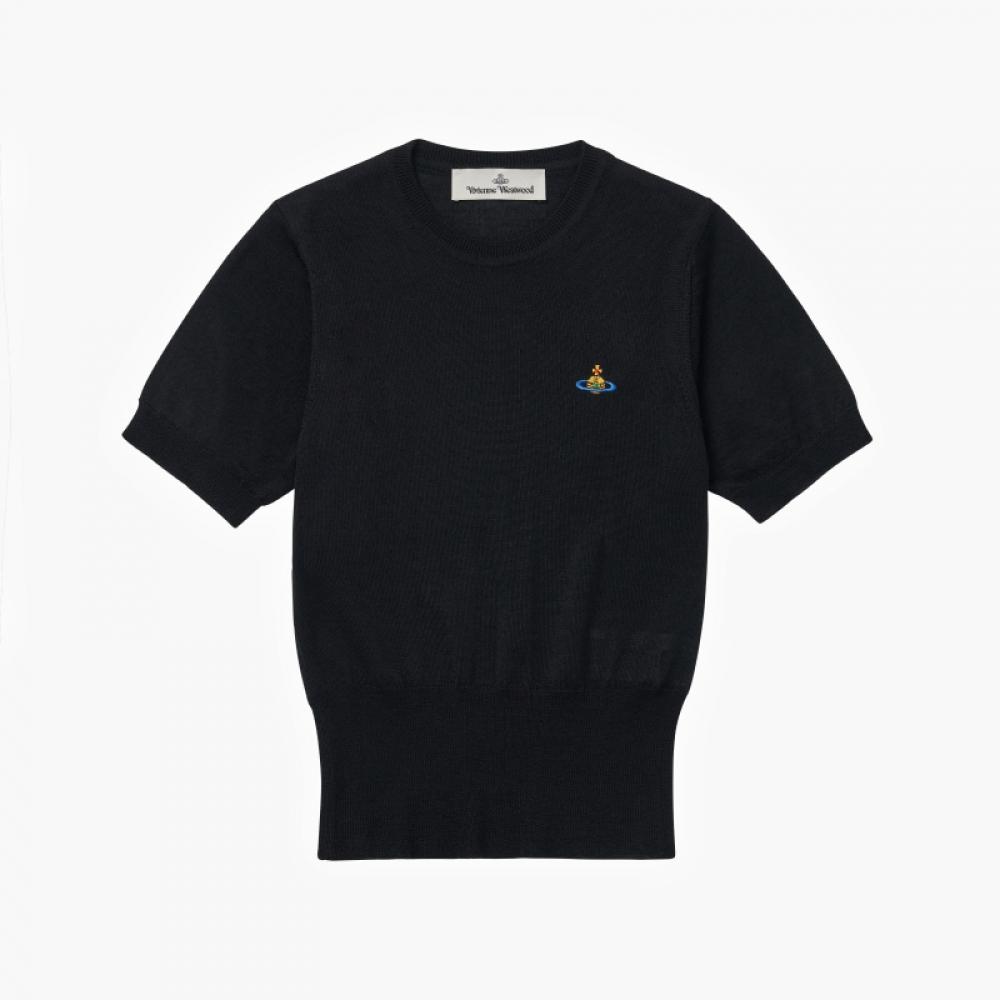 Vivienne WeStwood 1803002q Y001v N401 Bear Orb Logo Embroidery CaShmere Top Short Sleeve Women S Knit