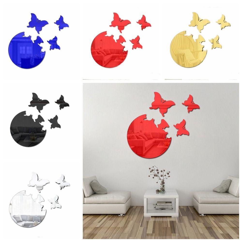

4 шт./компл. Зеркало 3D Бабочка Зеркальная Наклейка Акриловая Бабочка Наклейка Креативная Ванная Комната
