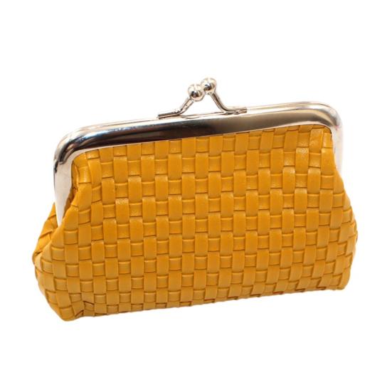 Chinese Stijl Portemonneetje, met Kussensluiting Ontwerp, PU Bubbel Weefpatroon Compact Portemonneetje voor Munten Kaarten Bankbiljetten