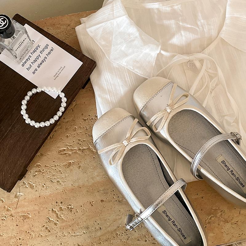 Pantofi de balet noi de primăvară cu fundă-fluture pentru femei, pantofi de modă pentru exterior, pantofi de rochie pentru femei, pantofi plați cu talpă moale în stil stradal