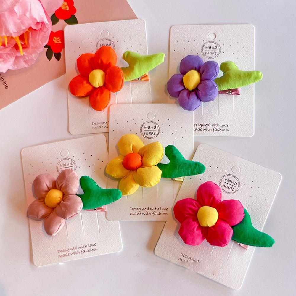 

Lovely Cotton Cute Three-Dimensional Kids Headwear Korean Style Hair Clip Children s Hairpin Flower