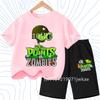 Children's Plants Vs. Zombies Short-Sleeved T-Shirt Set Cotton Summer Fashion Comfortable Top+pants for Boys and Girls