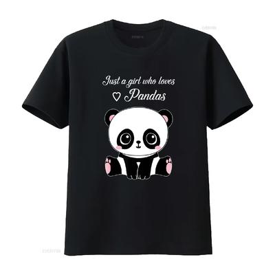 Süßes Panda T-Shirt Nur ein Mädchen, das Pandas liebt vintage gewaschen Stilvoll Lässig Unisex Leicht grafisches Oberteil Für den Alltag