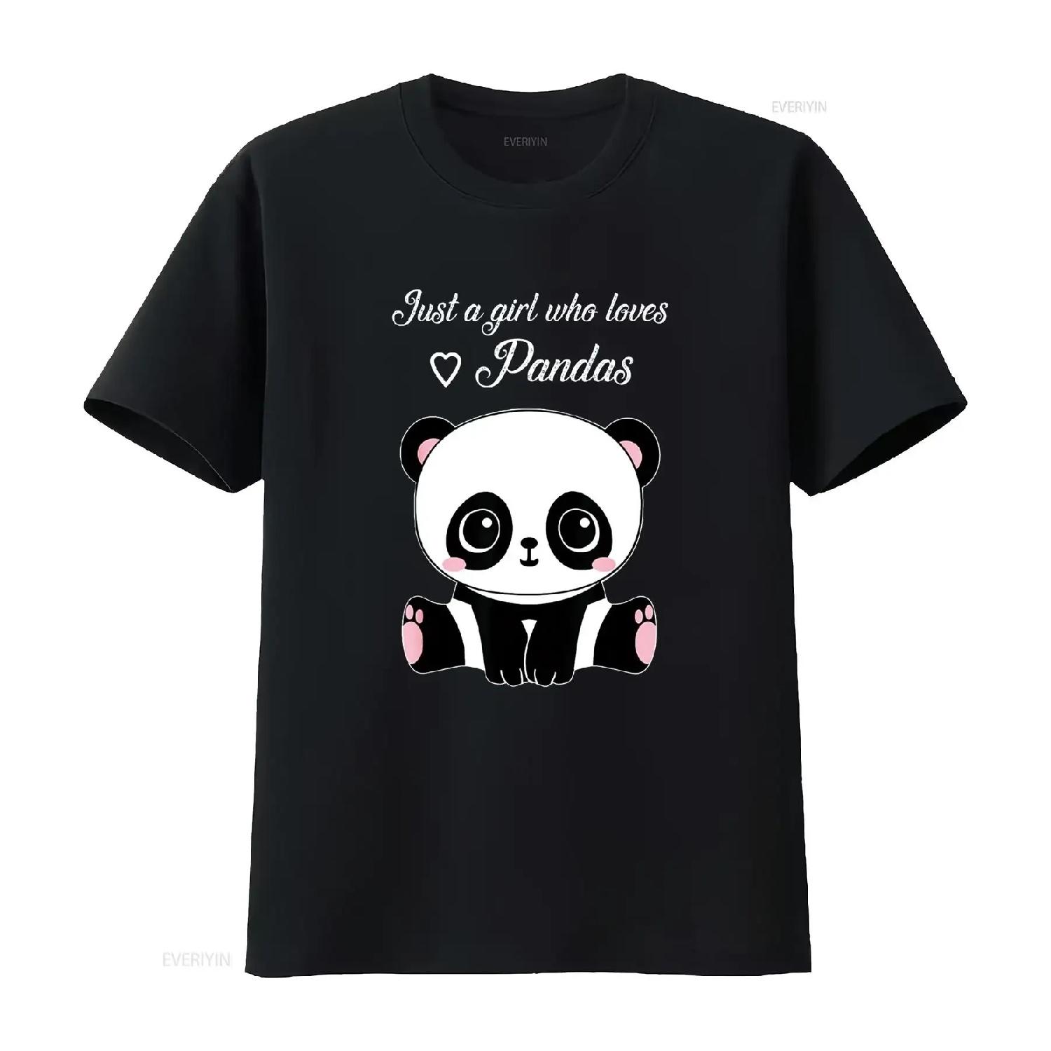 Cute Panda T Shirt Just A Girl Who Loves Pandas vintage Washed Stylish Casual Unisex Slightly graphic Top For Everyday Wear XXXXXL разноцветный