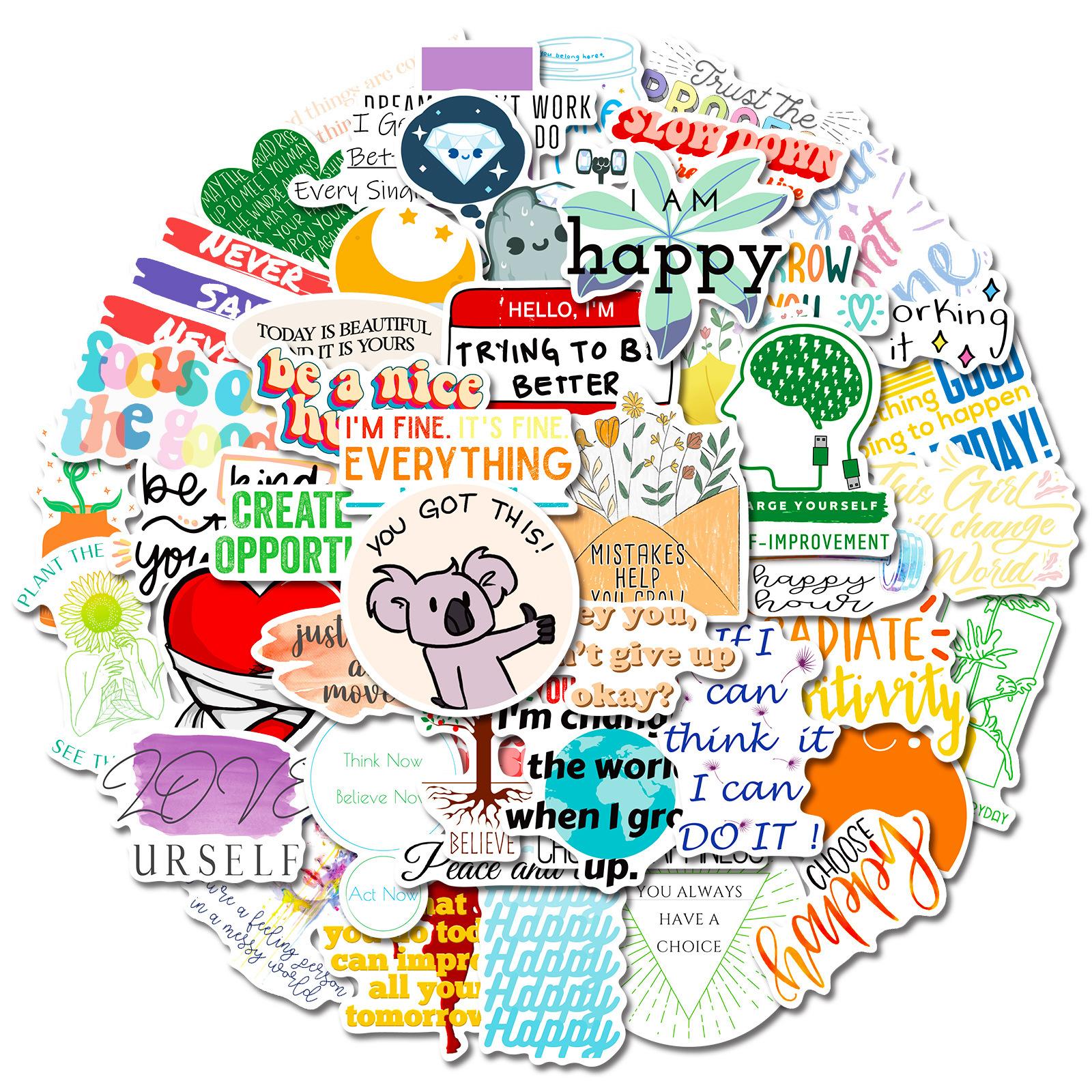 

50 Вдохновляющих Текстовых Наложений на Видео Школьный Сезон Цвет Английские Буквы Персонализированный Студенческий Канцелярский Бокс Наклейки на Стену